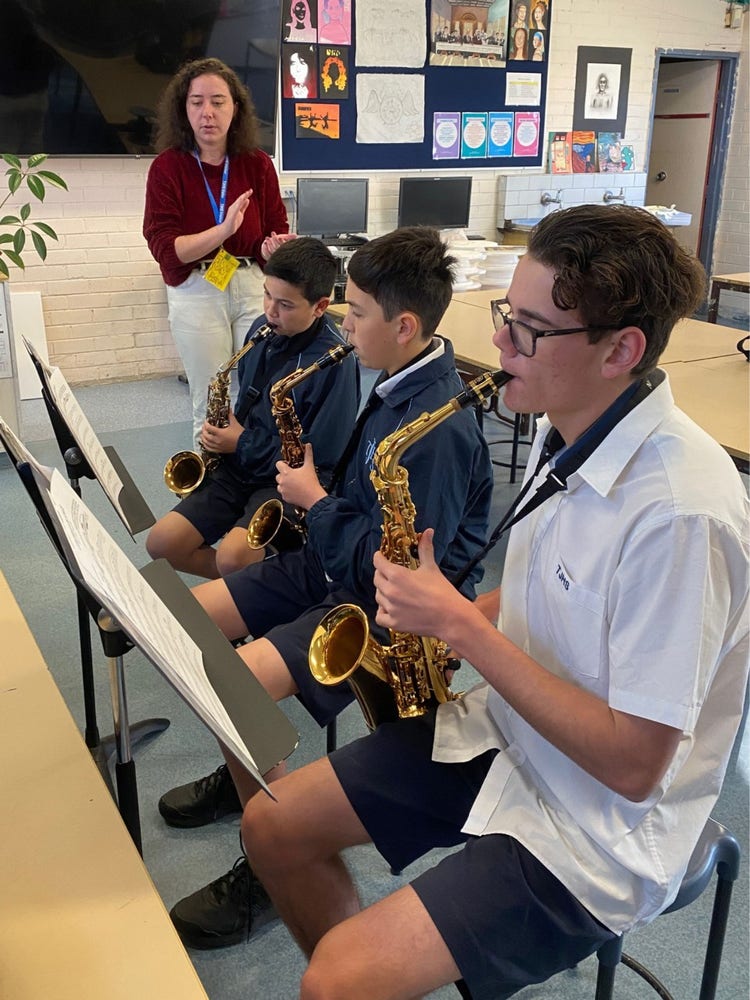 Students playing instruments