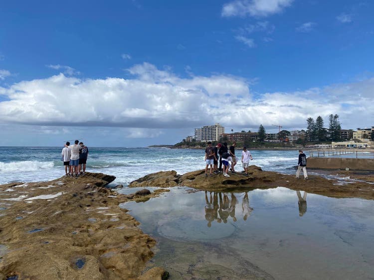 Students at beach