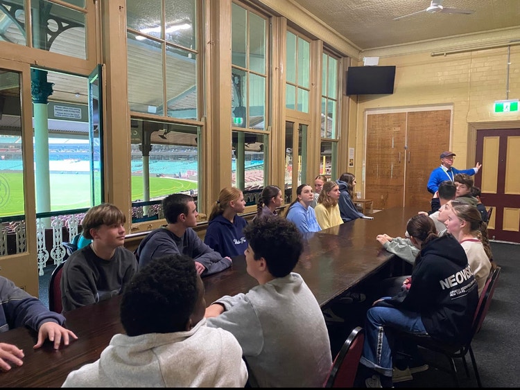 Students at cricket ground